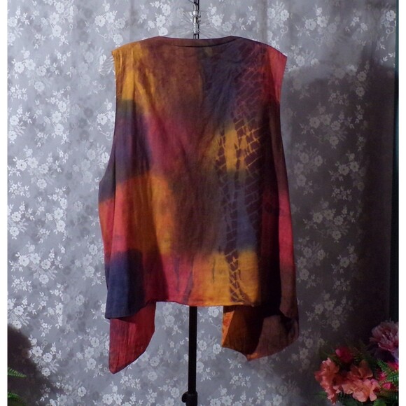 Vintage 80s Tie Dye Vest Size XL 1980s Retro Mirrored Boho Whimsigoth Fairy - Picture 2 of 7